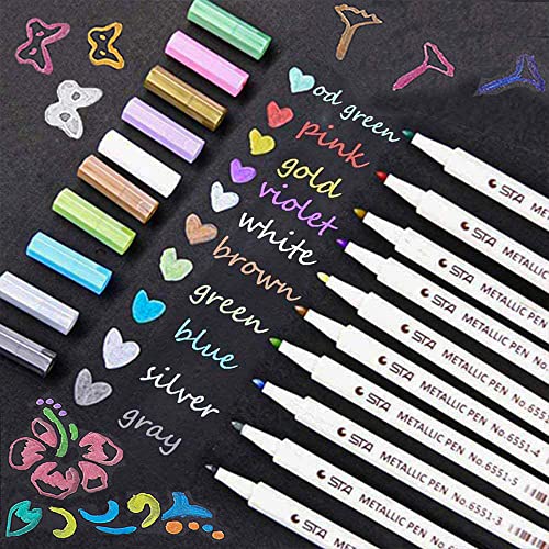 Lypumso Metallic Stifte, 10 Farben Metallic Marker Stifte Metallischen Marker Pens Acrylstifte für DIY Scrapbook Album, Fotoalbum, Gästebuch, Bemalen Keramik, Glas, Steine, Holz Deko von Lypumso