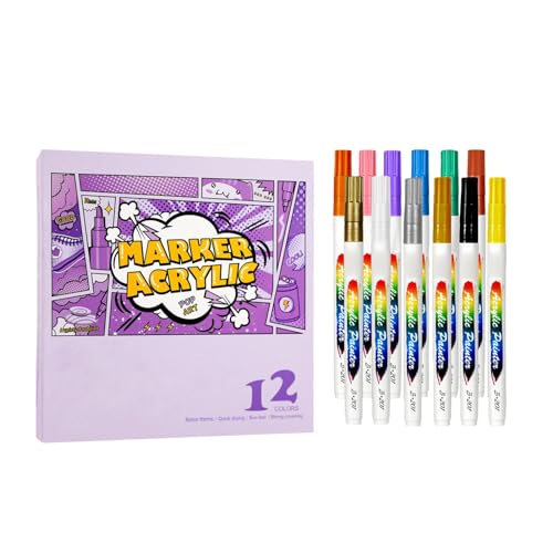 Acrylic Paint Markers - Fine Tip Acrylic Paint Pens - Waterproof Fine Point Paint Pens Graffiti Marker | Non-sticky Graffiti Markers, Fine Tip Paint Markers, Paint Pens Acrylic Markers Set Colored von Lyricalist