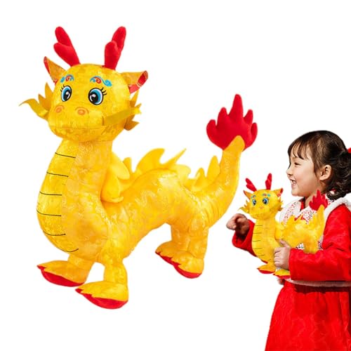 Chinesische Drachen-Plüschpuppe, Chinesisches Neujahrs-Drachen-Plüsch - Chinesisches Neujahrs-Drachenpuppe,Kurzes Stofftier aus Plüschstoff für Schlafzimmer, Wohnzimmer, Spielzimmer, Auto und Couch von Lyricalist