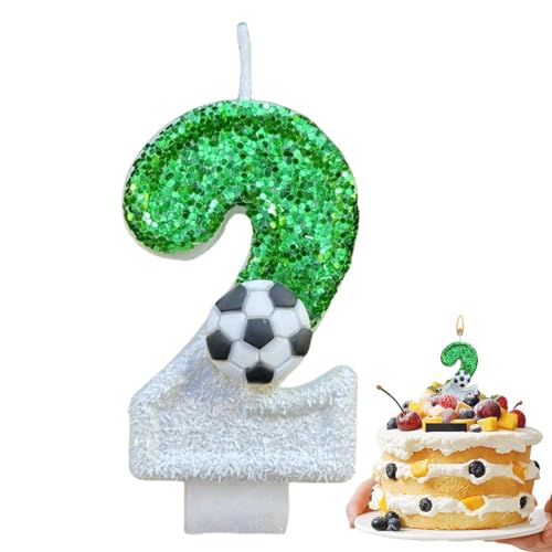 Geburtstagskerzenzahlen – dekorative Geburtstagskerzen, Glitzer-Fußball-Kerzen-Dekorationen | Zahl 0–9 Geburtstagszahlen-Kuchenkerzen, Kuchendekoration für Mädchen, Jungen, Geburtstag, Hochzeit, Jahre von Lyricalist