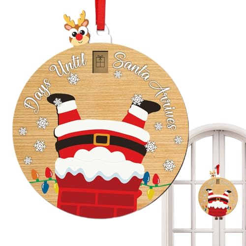 Weihnachtsbaum-Countdown-Schiebeornament, Weihnachtsbaum-Anhänger aus Holz, Countdown-Schiebekalender-Ornament, Weihnachtselement-Dekorationswerkzeug für Bücherregal, Kamin, Fenster, Wand, Schrank von Lyricalist