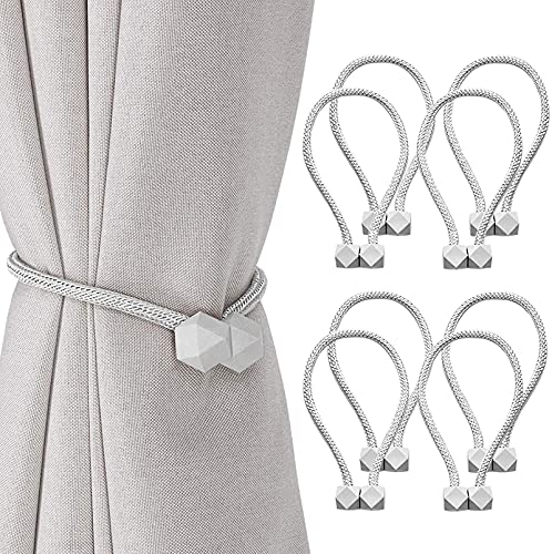 8 Stück Magnetische Vorhang Raffhalter Kreativ Vorhang Clips Seil Rückwärtige Vorhang Halter Schnallen Vorhang Binder Gardinenhalter für Haus Dekoration (Grau) von Lyspace