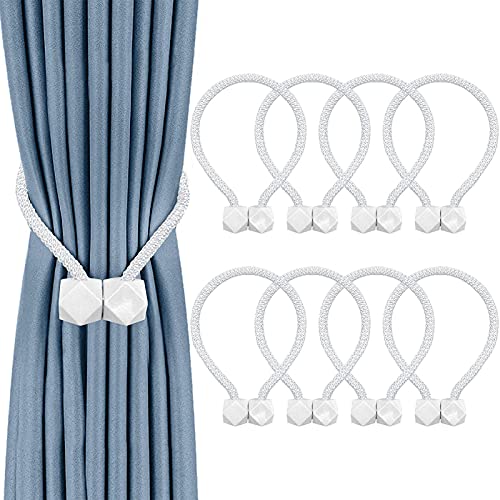 8 Stück Magnetische Vorhang Raffhalter Kreativ Vorhang Clips Seil Rückwärtige Vorhang Halter Schnallen Vorhang Binder Gardinenhalter für Haus Dekoration (Weiß) von Lyspace