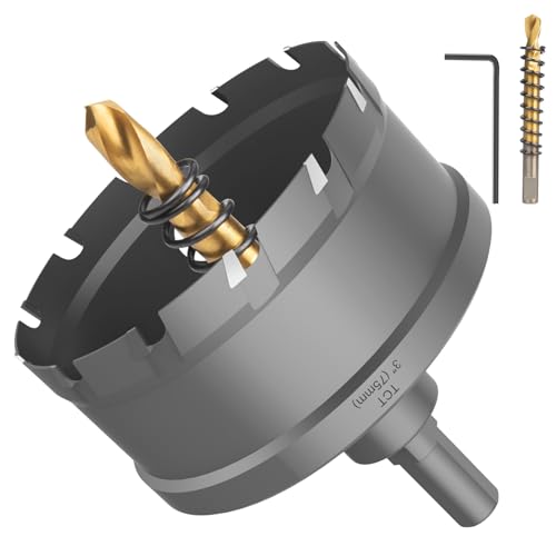 75 mm Lochsäge Hartmetall-Bohrer, Lytool Metall Lochsäge Bohrkrone, TCT-Bohrer-Lochsägen ideal für Löchern in Löchern in Edelstahl, Eisen, Aluminium, Blech, Kunststoff von Lytool