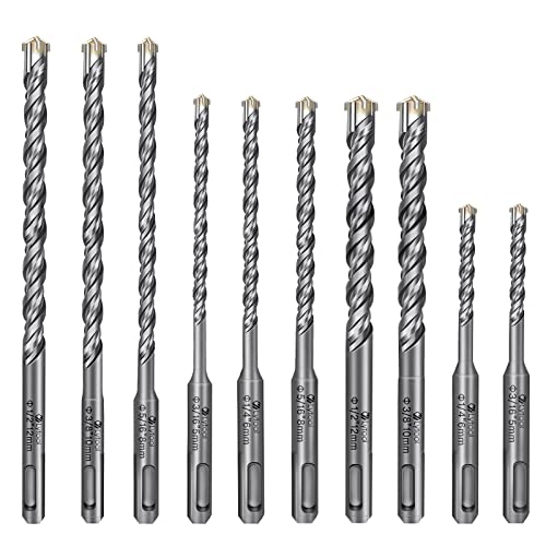 SDS Plus Bohrer Set, Lytool 10 tlg Hammerbohrer Steinbohrer Betonbohrer Set Ø 5, 6, 8, 10, 12 mm (110, 160, 210 mm Lang) für SDS Plus Bohrhammer von Lytool