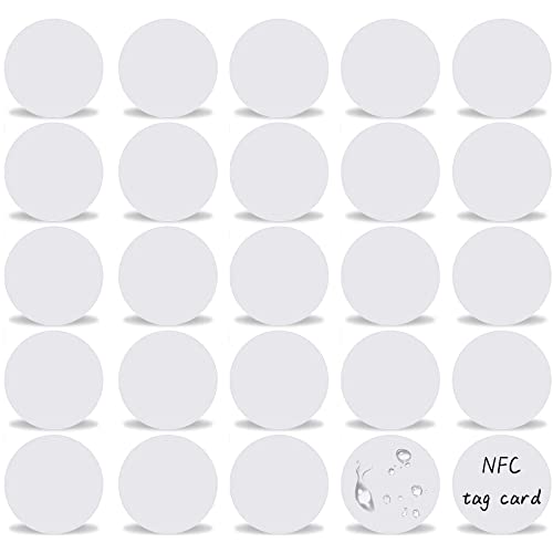 NFC-Etikett, NTAG215, blanko, beschreibbar, rund, programmierbar, 504 Byte, Speicher, kompatibel mit alle Handys und Geräte, die NFC unterstützen (25mm-25pcs) von Lywencom