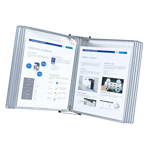 Zeitschriftensammlerhalter, Wand-Dokumenten-Organizer, Mounted Reference und Displaysystem, montierter Page-Flip-Ordner, 10 doppelseitige Paneele, transparenter A4-Ständer for lose Blätter(Grey) von LyzqxHL