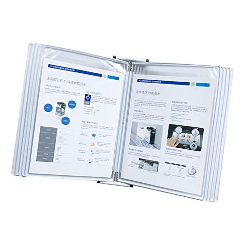 Zeitschriftensammlerhalter, Wand-Dokumenten-Organizer, Mounted Reference und Displaysystem, montierter Page-Flip-Ordner, 10 doppelseitige Paneele, transparenter A4-Ständer for lose Blätter(White) von LyzqxHL