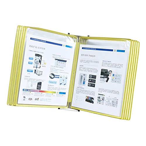 Zeitschriftensammlerhalter, Wand-Dokumenten-Organizer, Mounted Reference und Displaysystem, montierter Page-Flip-Ordner, 10 doppelseitige Paneele, transparenter A4-Ständer for lose Blätter(Yellow) von LyzqxHL