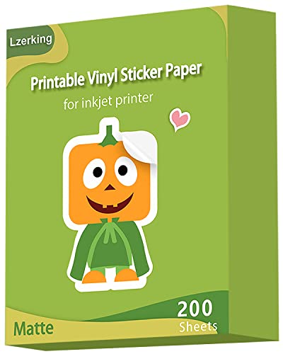 Premium bedruckbares Vinyl für Tintenstrahldrucker Aufkleberpapier 200 matte 21,6 x 27,9 cm wasserdichte weiße Etiketten Aufkleber Papier für Cricut von Lzerking