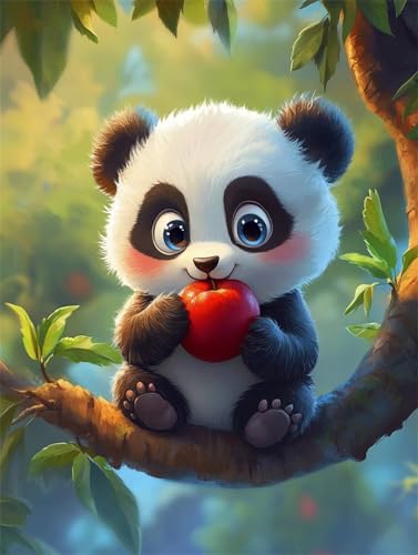 5D Diamond Painting Erwachsene Kinder Kits Diy Diamond Painting Bilder Süßer Panda Mosaikherstellung Malen Nach Zahlen Full Drill Cross Stickerei Malerei Kits für Home Wand Runden Drill 80x120cm W5283 von Lzonge