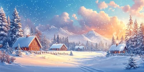 5D Diamond Painting Kit Sonnenaufgang-Schneeszene Erwachsene Kinder Art DIY Diamant Malerei Bilder Stickerei Set Kreuzstich Full Drill Home Wall Décor Schlafzimmer Wohnzimmer Runden 100 x 200 cm S8935 von Lzonge