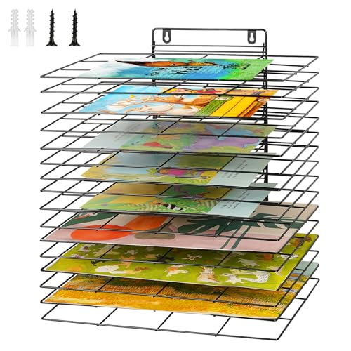 Lzttyee Kunst-Trockengestell für Klassenzimmer, Farbtrockengestell, kleines Kunsttrockengestell, Wandkunst-Aufbewahrungsregal mit 16 abnehmbaren Ablagen für Klassenzimmer und Kunststudios von Lzttyee