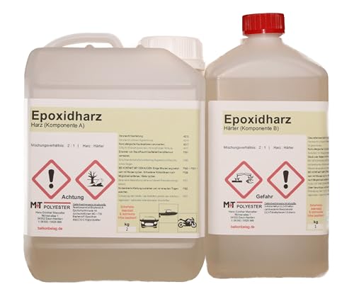 3 Kg Epoxidharz-2K Epoxy GFK Kunstharz 2K mit Härter UV-Stabilisiert von M+T POLYESTER