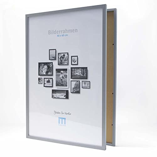 M MERCEO Bilderrahmen - moderner Fotorahmen - edle Wanddekoration - Holzrahmen für Fotos - Rahmen aus Holz in Grau - 40 cm x 60 cm von M MERCEO