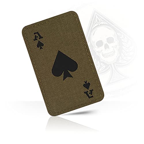 M-Tac Ace of Spades Patch Death Card – Taktischer Moral-Patch für Militärausrüstung – Armee-Patches für Kleidung, Jacken, Rucksäcke, Hüte – Combat Hook and Loop Patches (Ranger Green/Black) von M-Tac
