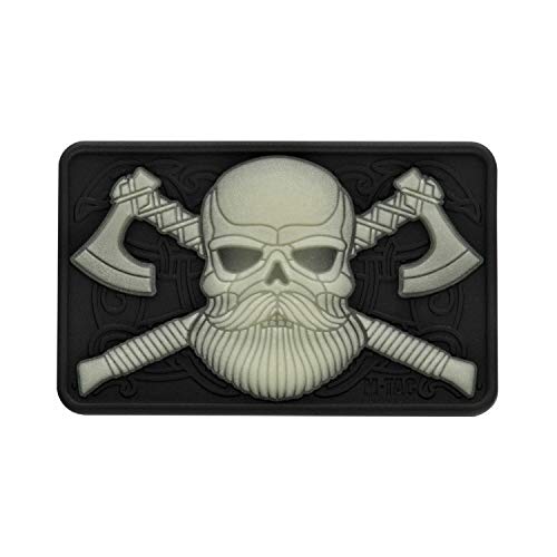 M-Tac Morale Patch, Bart, Totenkopf, taktisch, 3D, PVC, Haken, Black/GITD von M-Tac