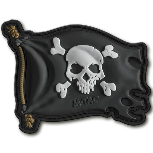 M-Tac Morale Patch Jolly Roger Piratenflagge PVC Patches für Weste, Rucksäcke, Hüte Taktischer Militär-Patch mit Hakenverschluss Rückseite (Schwarz) von M-Tac