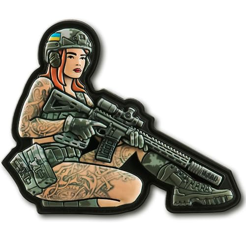 M-Tac Morale Patch Tactical Girl - PVC Tactical Military Patch mit Hakenverschluss Rückseite - Patches für Weste, Rucksäcke, Hüte (Tattoo 4) (Sniper Girl Tattoo Camo) von M-Tac