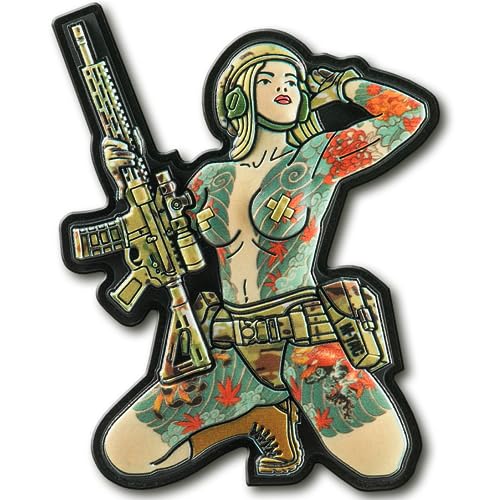 M-Tac Morale Patch Tactical Girl - PVC Tactical Military Patch mit Hakenverschluss Rückseite - Patches für Weste, Rucksäcke, Hüte (Tattoo 3) von M-Tac