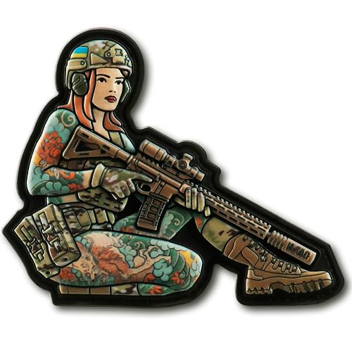 M-Tac Morale Patch Tactical Girl - PVC Tactical Military Patch mit Hakenverschluss Rückseite - Patches für Weste, Rucksäcke, Hüte (Tattoo 4) (Sniper Girl Tattoo) von M-Tac