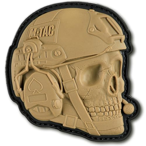 M-Tac Morale Patches 3D PVC Tactical Operator Skull Patches für Weste, Rucksäcke, Hüte Taktischer Militär-Patch mit Hakenverschluss-Rückseite (Coyote) von M-Tac