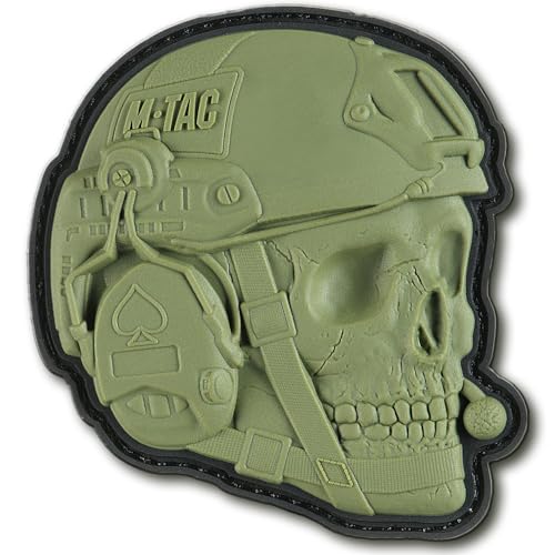 M-Tac Morale Patches 3D PVC Tactical Operator Skull Patches für Weste, Rucksäcke, Hüte Taktischer Militär-Patch mit Hakenverschluss auf der Rückseite (Oliv) von M-Tac