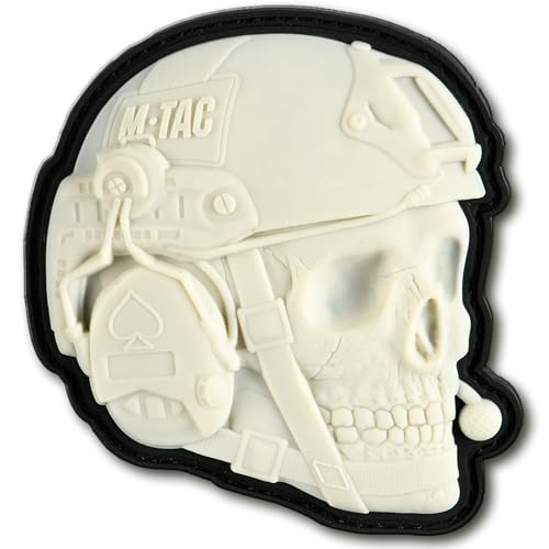 M-Tac Morale Patches 3D PVC - Tactical Operator Skull Patches für Weste, Rucksäcke, Hüte - Taktischer Militär-Patch mit Hakenverschluss auf der Rückseite (weiß) von M-Tac