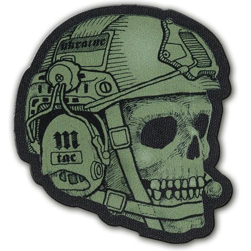 M-Tac Tactical Operator Skull Patches für Weste, Rucksäcke, Hüte Taktischer Militär-Patch mit Hakenverschluss auf der Rückseite (Dark Olive) von M-Tac