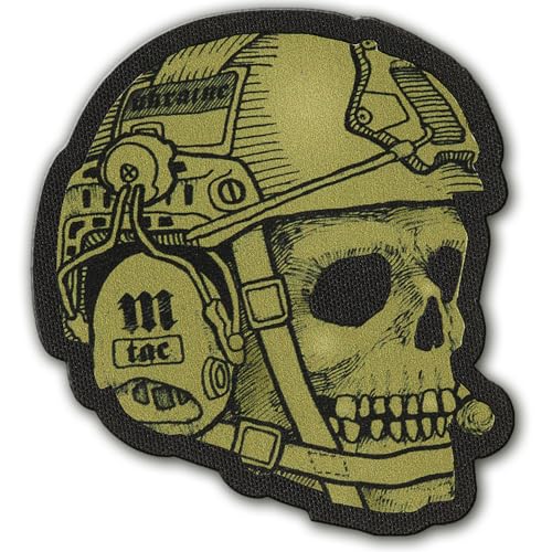 M-Tac Tactical Operator Skull Patches für Weste, Rucksäcke, Hüte Taktischer Militär-Patch mit Hakenverschluss auf der Rückseite (grün) von M-Tac