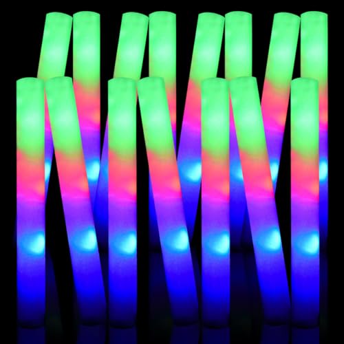 M.best 52 Stück Leuchtstab LED, Bunte blinkende Glow in the Dark Wands Schaumstoffstäbchen mit 3 Modi Partyzubehör für Hochzeit, Geburtstag, Weihnachten, Halloween, Raves,Konzert von M.best