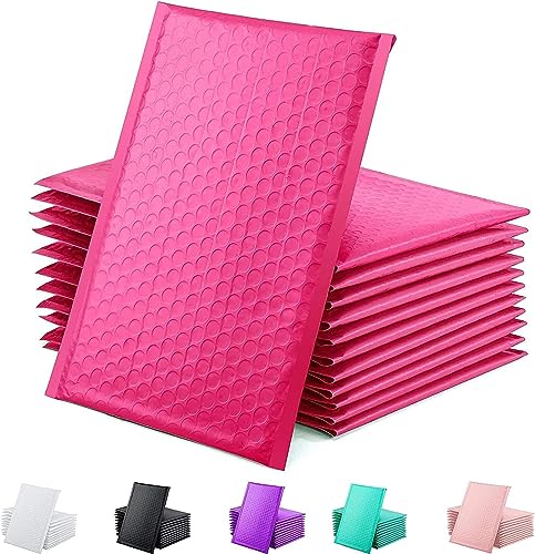 Luftpolster-Versandtaschen, metallische Folie, wasserdicht, selbstklebend, Gold, Silber, Schwarz oder Rosa, gepolsterte Umschläge für Versandverpackung, Rosa, 260 x 350 mm, 100 Stück von M7 Packaging