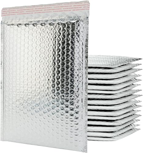 M7 Packaging Luftpolster-Versandtaschen, metallische Folie, wasserdicht, selbstklebend, Luftpolstertaschen, gepolsterte Umschläge für Versand, Versand, Verpackung, Bulk (Silber, 120 x 165 mm) von M7 Packaging