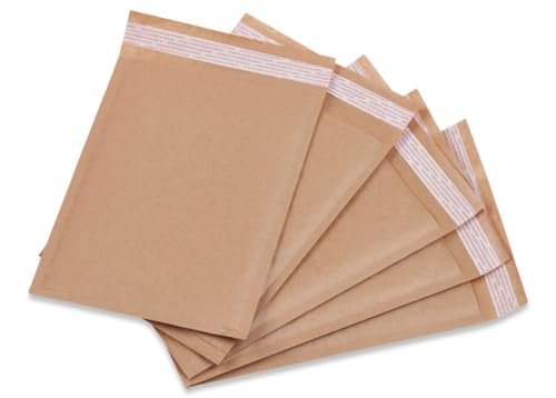 Papier-Versandtaschen, Luftpolstertaschen, haftklebend, robust, leicht, gepolstert, 100 Stück von M7 Packaging