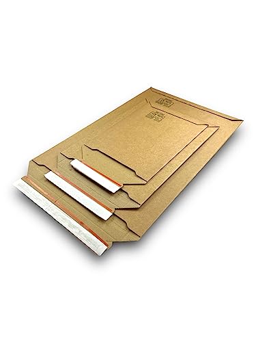 100 x Versandtaschen DIN A5 aus Wellpappe 200x280x50mm, Versandtaschen A5 aus Karton, Warensendung Umschlag, Versandkarton Warensendung Umschläge für Bücher Versandtasche B5 Umschläge für Kleidung von MA-Verpackungen