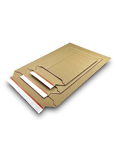 Versandtaschen Pappe - Versandtaschen Karton, verschiedene Größen - Büwa Verpackung Versandtaschen für Kleidung Versandtasche Dhl Umschlag Umschläge Warensendung (20, 250x353x50mm Vollpappe A4) von MA-Verpackungen