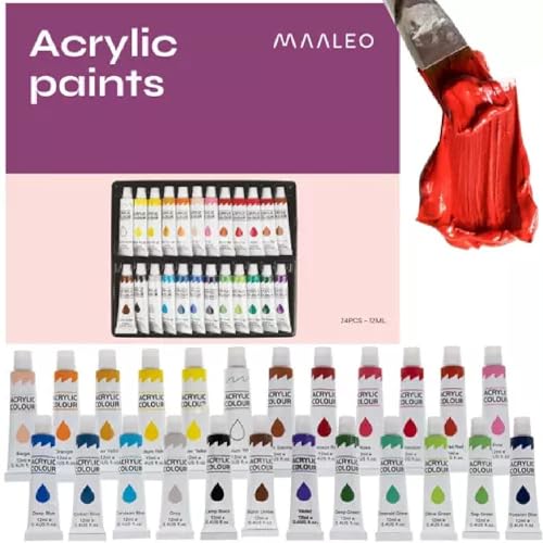 MAALEO Acrylfarben-Set 24 Tuben je 12ml Malfarben für Kinder Künstlerbedarf 20363 von MAALEO