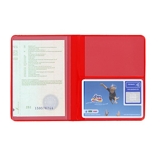 AUSWEISMAPPE AUSWEISHÜLLE AUSWEISETUI (rot - 4 Fächer) Schwarz Blau Weiß Transparent Etui Mappe Hülle Kartenhülle Schutzhülle KFZ Schein Fahrzeug Papiere Auto - Made in Germany von MACEMARO TRADING