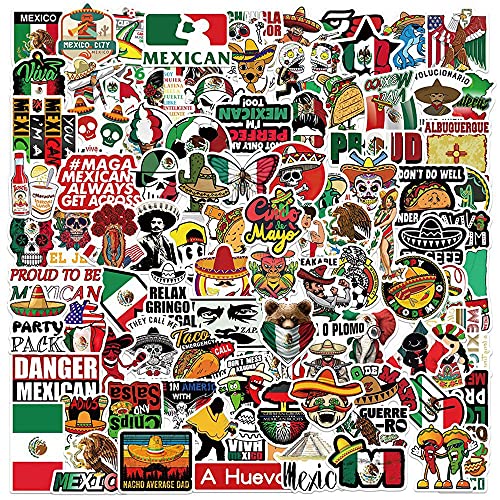 100 Stück/Lot Mexican Folks Customs Aufkleber, wasserdichte Vinyl-Anime-Aufkleber für Laptop, Wasserflasche, Gitarre, Reisegeschenk für Kinder, Teenager, Erwachsene, Mädchen, Jungen von MACEROES