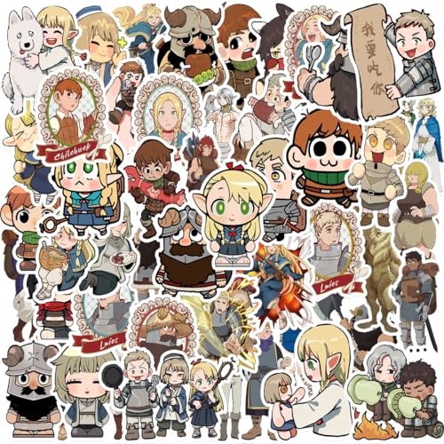 50 Stück/Lot Delicious in Dungeons-Aufkleber, wasserdichte Vinyl-Anime-Aufkleber für Laptop, Wasserflasche, Gitarre, Reisegeschenk für Kinder, Teenager, Erwachsene, Mädchen, Jungen von MACEROES