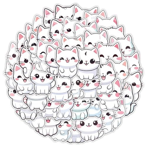 50 Stück/Lot Littles Whites Cats-Aufkleber, wasserdicht, Vinyl, Anime-Aufkleber für Laptop, Wasserflasche, Gitarre, Reisegeschenk für Kinder, Teenager, Erwachsene, Mädchen, Jungen von MACEROES