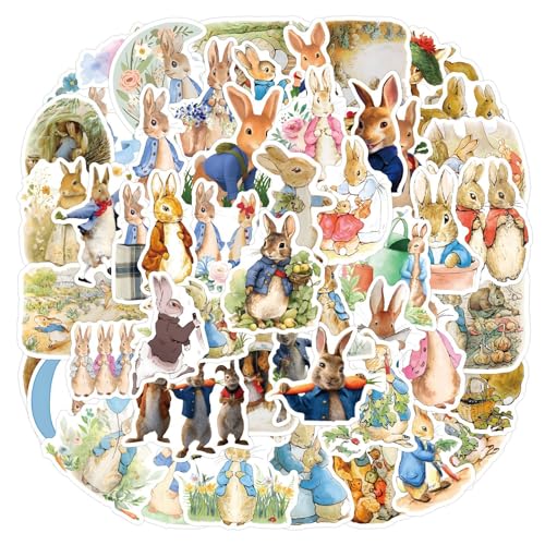 55 Stück/Lot Peters Rabbits Aufkleber, wasserdichte Vinyl-Anime-Aufkleber, Abziehbilder für Laptop, Wasserflasche, Gitarre, Reisegeschenk für Kinder, Teenager, Erwachsene, Mädchen, Jungen von MACEROES