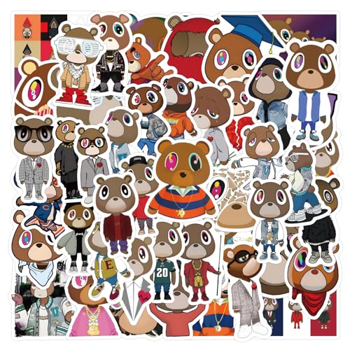 60 Stück/Lot Kanyes Graduations Bears Aufkleber, wasserdichte Vinyl-Anime-Aufkleber für Laptop, Wasserflasche, Gitarre, Reisegeschenk für Kinder, Teenager, Erwachsene, Mädchen, Jungen von MACEROES