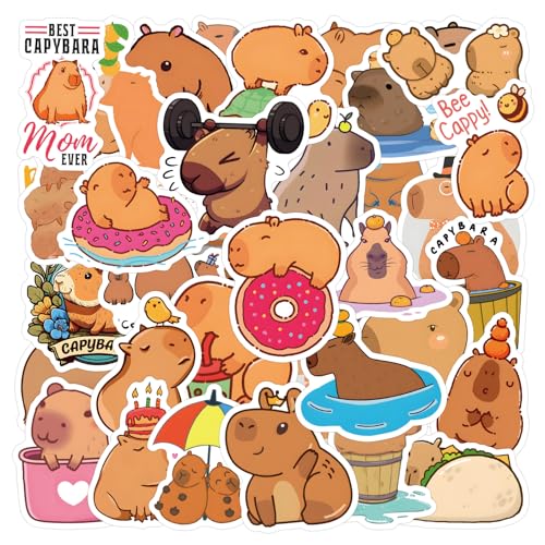 60 Teile/los Capybaras Aufkleber Wasserdichte Vinyl Anime Aufkleber Aufkleber für Laptop Wasserflasche Gitarre Reise Geschenk für Kinder Teens Erwachsene Mädchen Jungen von MACEROES