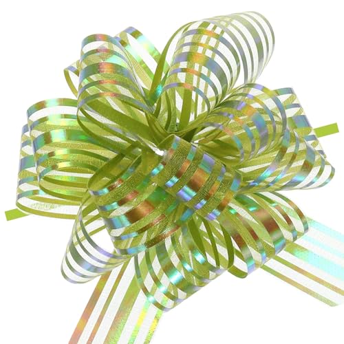 MACHSWON 15 Stück große Organza-Schleifen mit Chiffonband für Körbe, Hochzeitsverpackungen, 10,2 cm (4 Zoll) (Grasgrün) von MACHSWON