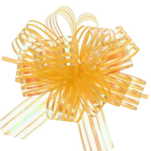 MACHSWON 15 Stück große Organza-Schleifen mit Chiffonband für Körbe, Hochzeitsverpackungen (gelb) von MACHSWON