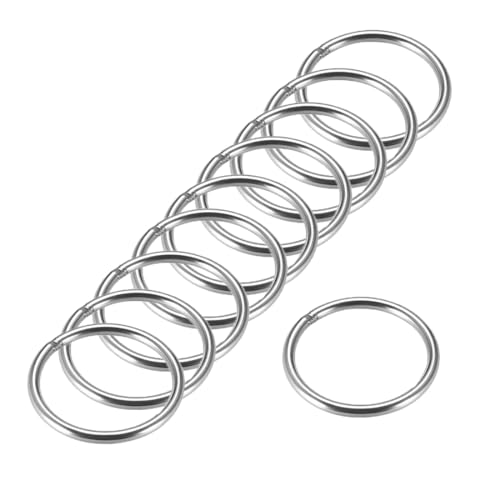 MACHSWON 201 geschweißter O-Ring aus Edelstahl, 50 mm Außendurchmesser, 4 mm dick, für Handtasche, Gurtband, Geldbörse, Hundehalsband, Gürtel, DIY-Projekte, 10 Stück von MACHSWON