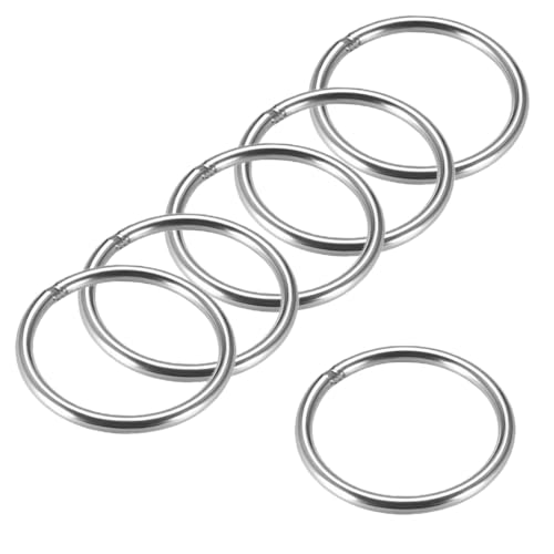 MACHSWON 201 geschweißter O-Ring aus Edelstahl, 50 mm Außendurchmesser, 4 mm dick, für Handtasche, Gurtband, Geldbörse, Hundehalsband, Gürtel, DIY-Projekte, 6 Stück von MACHSWON