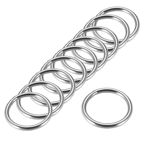 MACHSWON 201 geschweißter O-Ring aus Edelstahl, 50 mm Außendurchmesser, 5 mm Dicke, für Handtasche, Gurtband, Geldbörse, Hundehalsband, Gürtel, DIY-Projekte, 10 Stück von MACHSWON