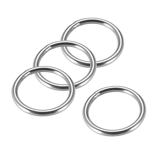 MACHSWON 201 geschweißter O-Ring aus Edelstahl, 50 mm Außendurchmesser, 5 mm Dicke, für Handtasche, Gurtband, Geldbörse, Hundehalsband, Gürtel, DIY-Projekte, 4 Stück von MACHSWON